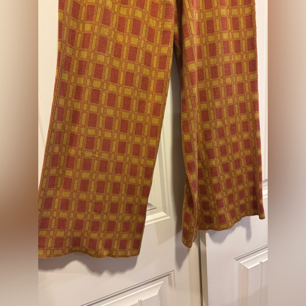 Natural Life On The Horizon Gold Check Wide Leg Pants M NWT - Picture 5 of 7